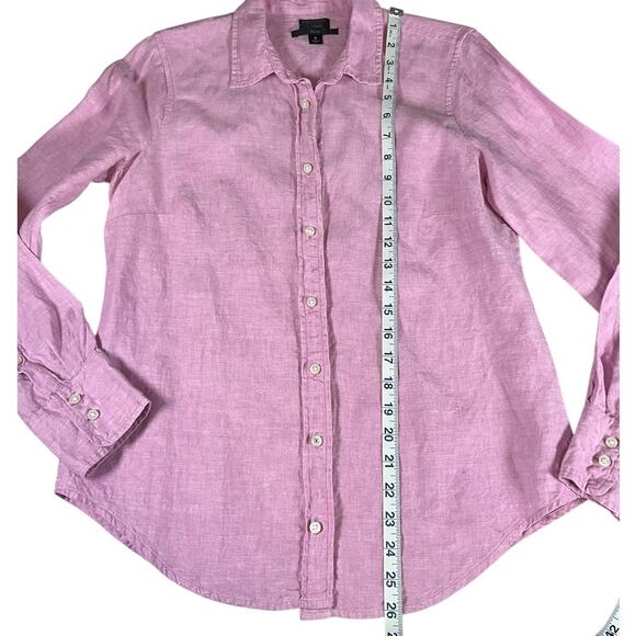J.Crew Baird McNutt Irish 100% Linen Shirt Size 6 Pink Button Down Long Sleeve - Picture 5 of 8